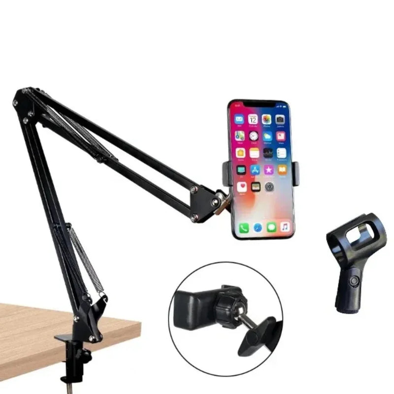 Suporte de Mesa com Braço Articulado para Celulares e Microfones