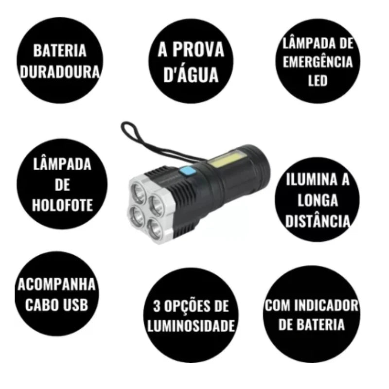 Lanterna de Led multi-funções 5 em 1.