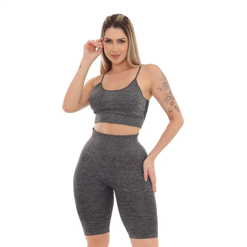 Kit Top, Short e Calça 3 pc Fitness