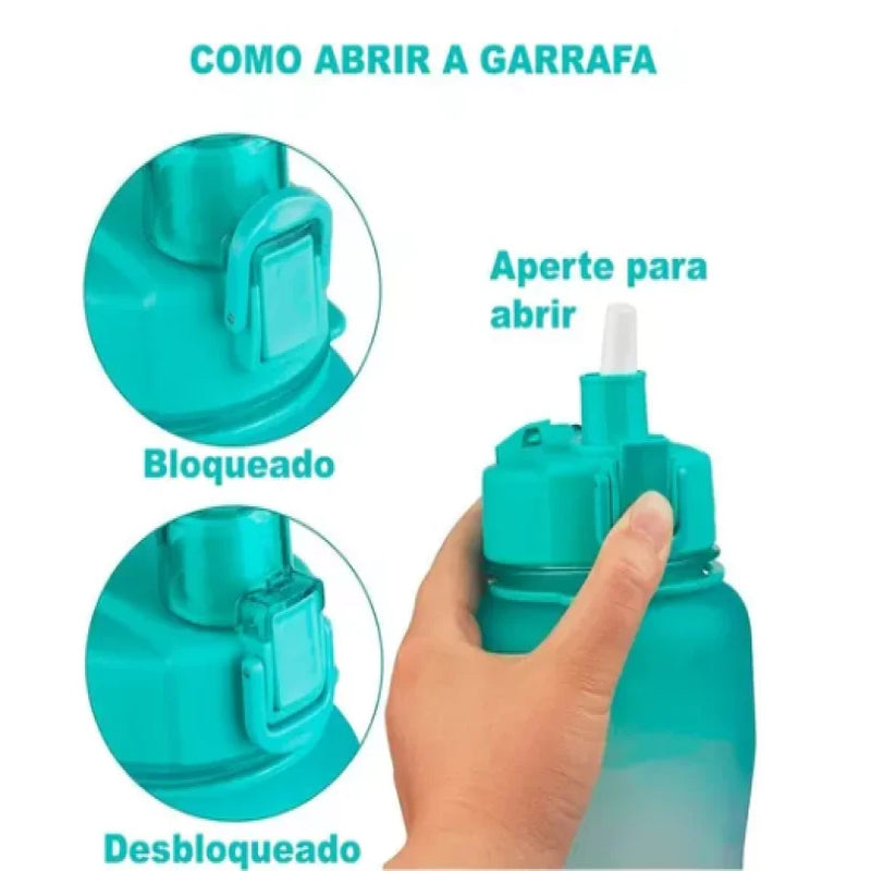 Kit 3 Garrafas Motivacionais - Brinde adesivos 3D e 2D